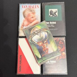 Vintage 80’s cassette tapes- Van Halen -5150, Fair Warning, Diver Down, set of 5